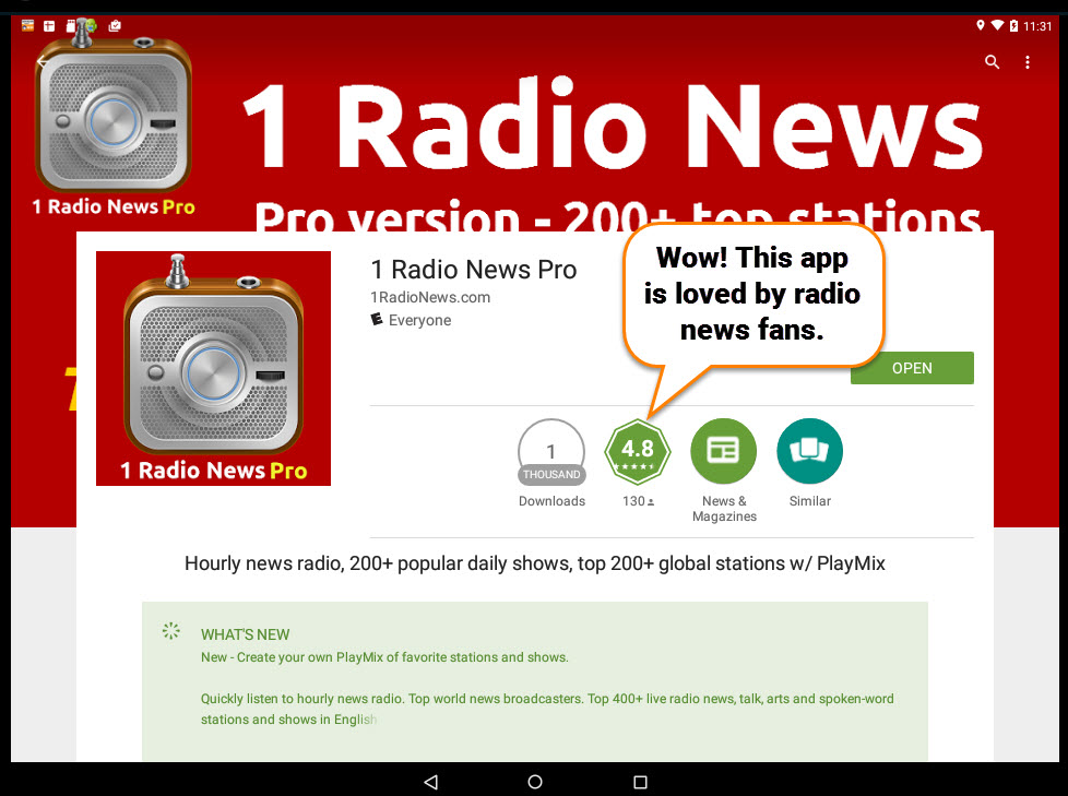 1 Radio News 4.8 Rating